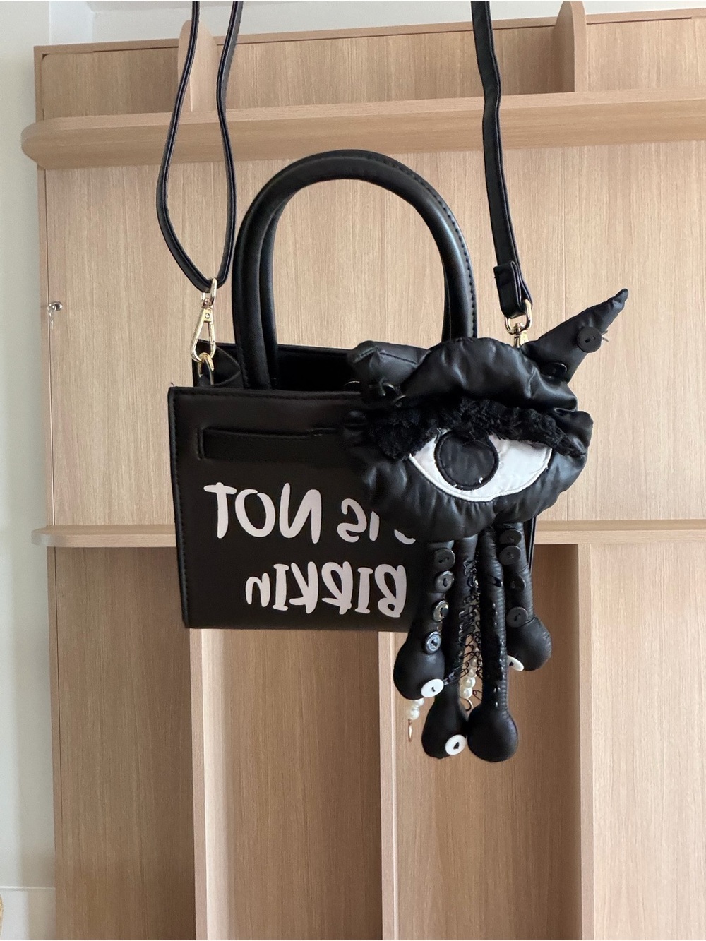 Black Novelty Eye Mini Crossbody Bag